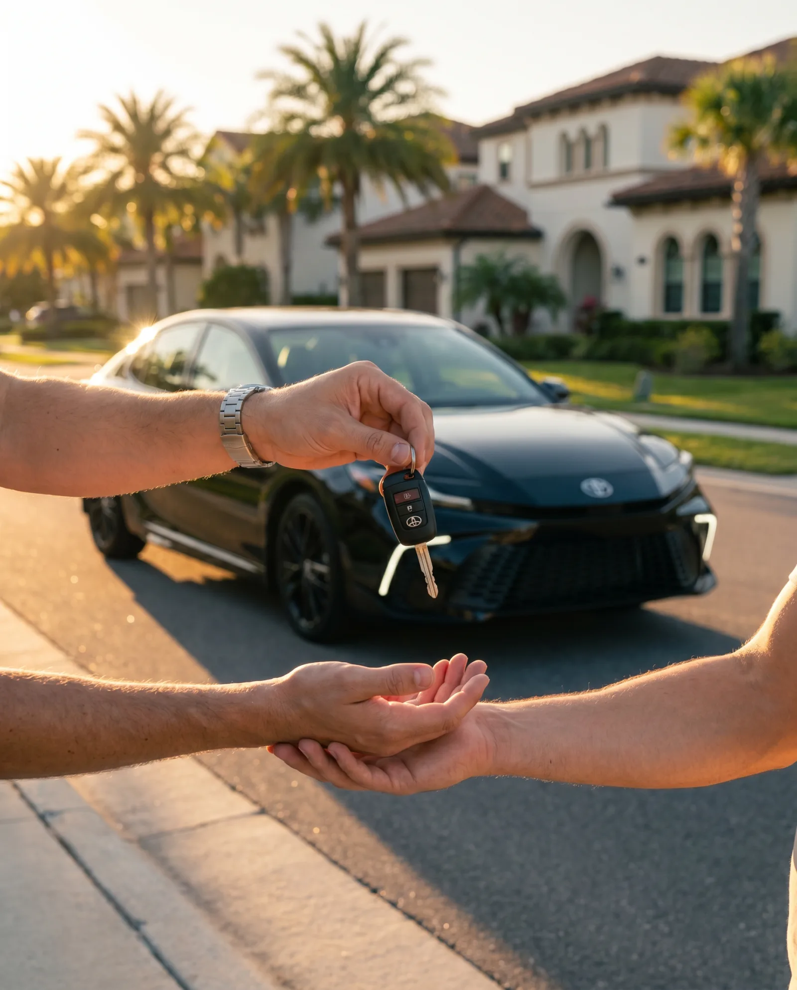 DFG agent handing car keys to a customer in Tampa